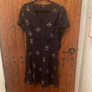 Black mini dress with small flowers